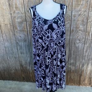 Style & Co Sleeveless Black and White Floral Dress Size2X